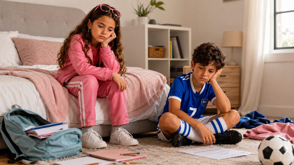 Two kids reluctant to do their daily routine